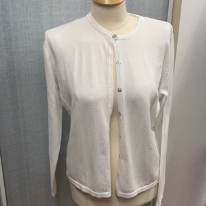 White 60% cotton 30% rayon 7% nylon 3% spandex cardigan